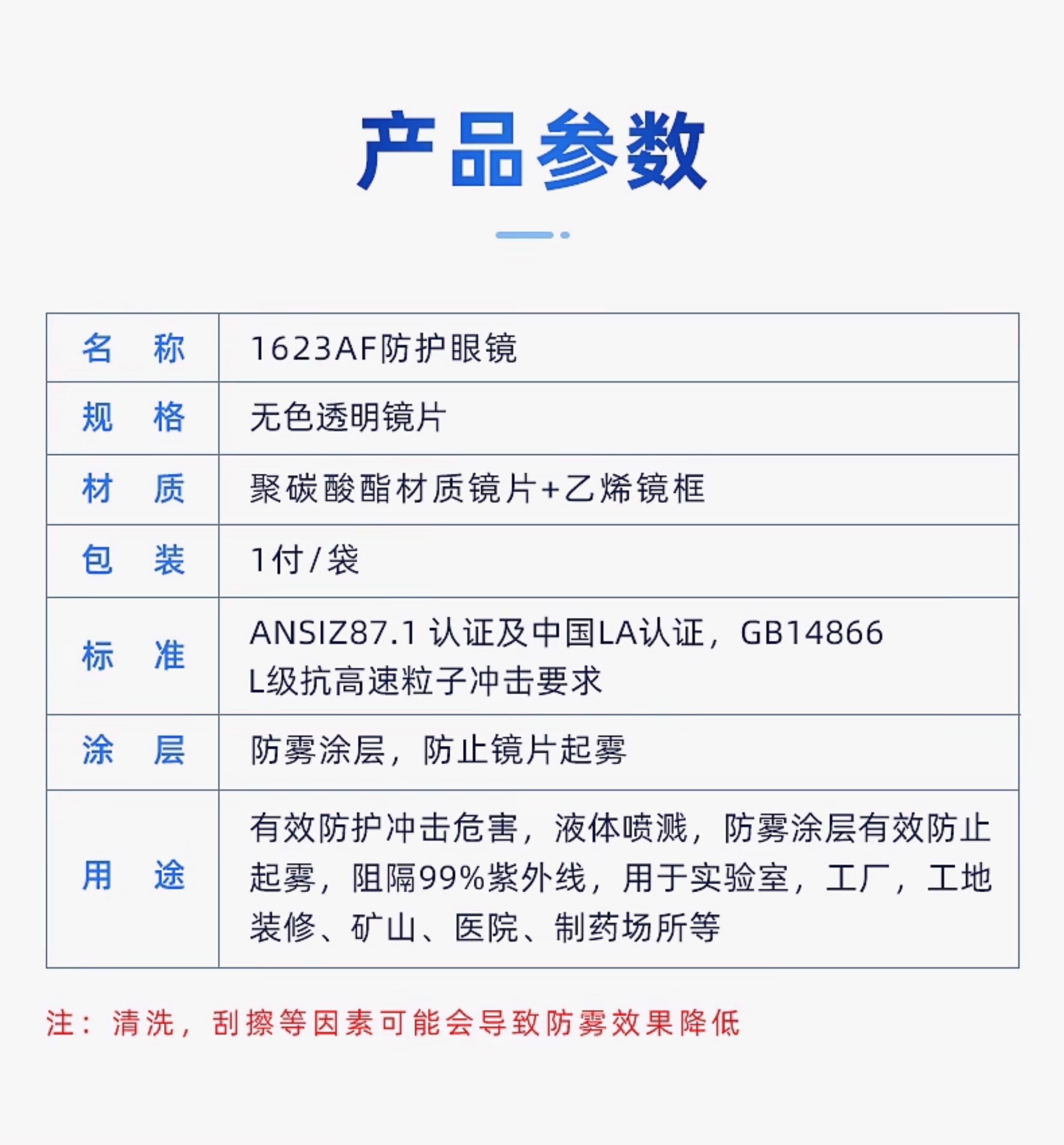 3M 1623AF 防护眼罩 （无色镜片，防雾、防紫外线）